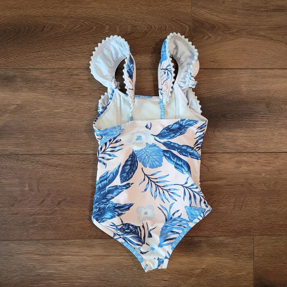 Tommy Bahama Swimsuit One Piece Girls Size 4T Pink Blue Ruffles Bathing Suit - Picture 2 of 16